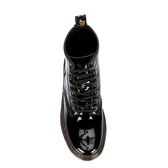 ♥️💖 NEW Dr. Martens Black Patent Leather Zavala Combat Boots NO BOX - Picture 5 of 13